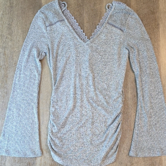A. Byer Light Gray Lace Back Detail Top. Size M - Picture 1 of 7